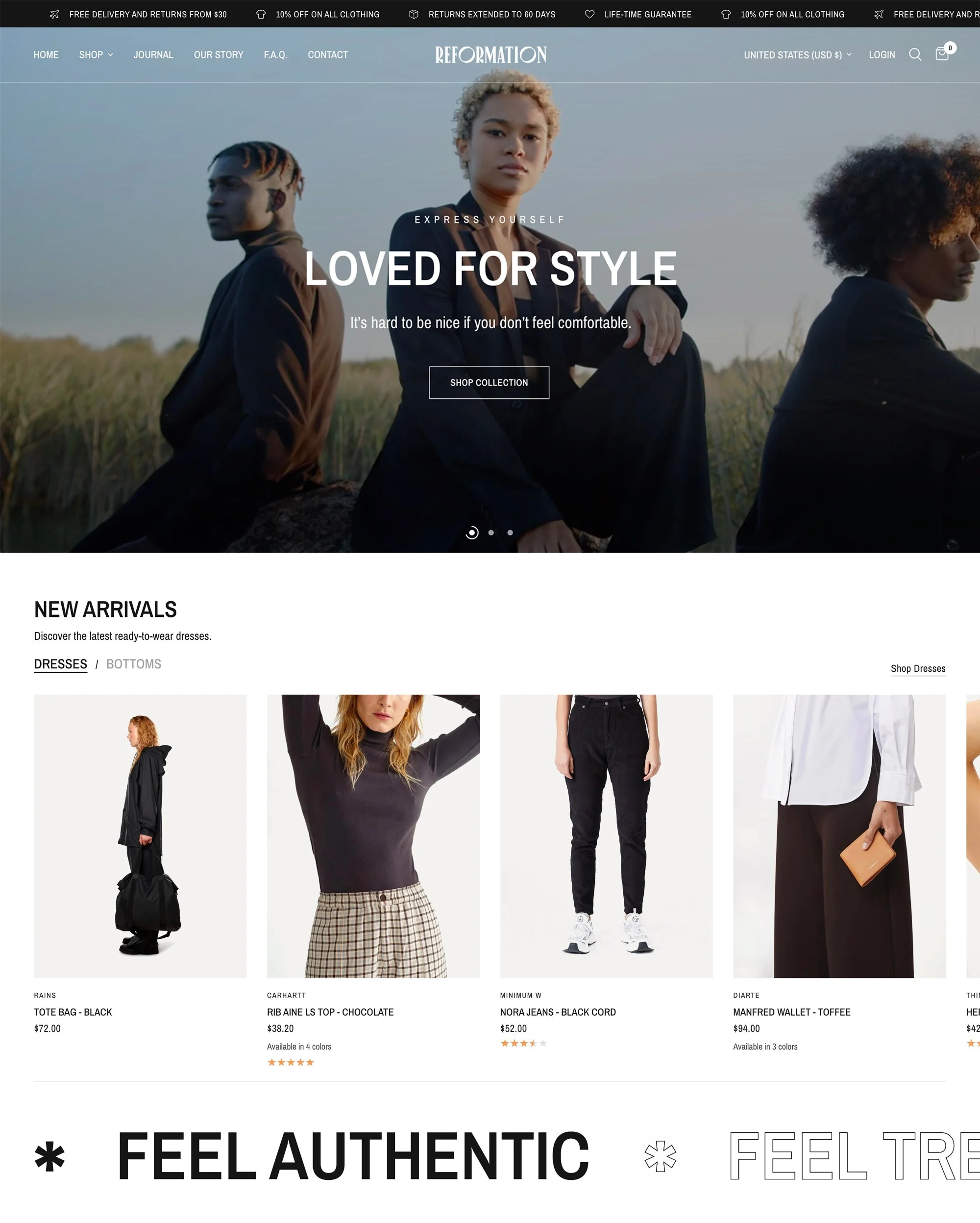Reformation shopify theme